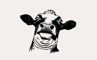 Quirky Cow PNG, Funny Heifer PNG, Cow Graphics, Watercolor Clipart Digital Download, Cow Cartoon