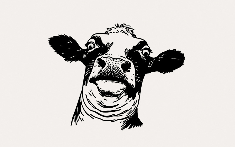 Quirky Cow PNG, Funny Heifer PNG, Cow Graphics, Watercolor Clipart Digital Download, Cow Cartoon Illustration