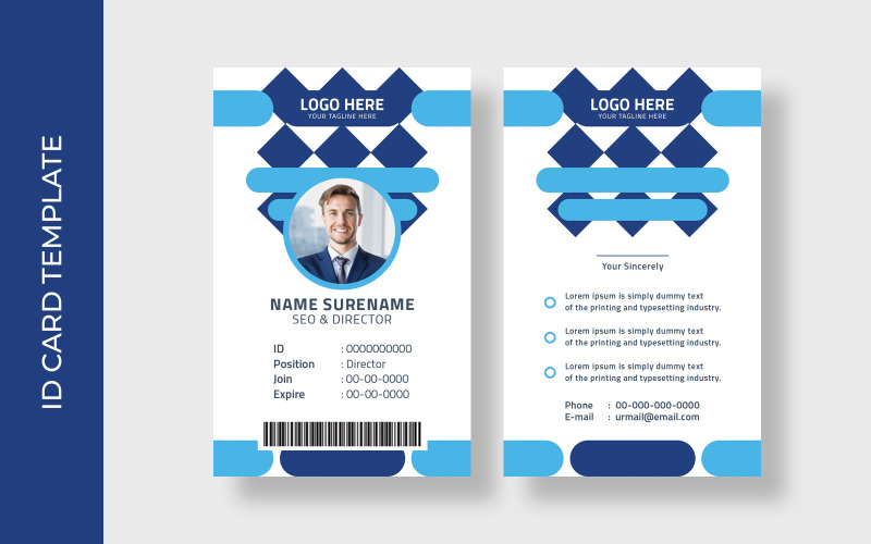Employee office id card design template Corporate Identity
