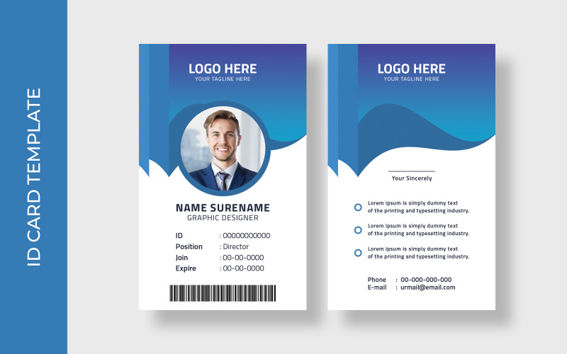 ID Card Layout with Gradient Accents Corporate Identity