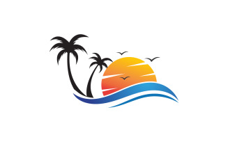 Palm tree icon summer beach logo template v.10