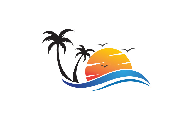 Palm tree icon summer beach logo template v.10 Logo Template