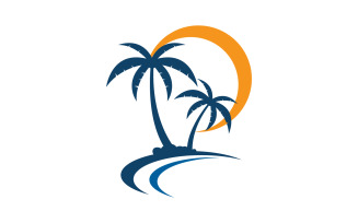 Palm tree icon summer beach logo template v.12