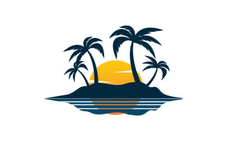 Palm tree icon summer beach logo template v.18