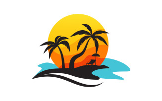Palm tree icon summer beach logo template v.20