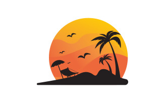 Palm tree icon summer beach logo template v.21