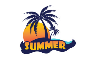 Palm tree icon summer beach logo template v.22