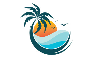 Palm tree icon summer beach logo template v.26