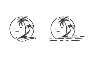 Palm tree icon summer beach logo template v.5