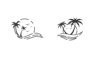 Palm tree icon summer beach logo template v.6