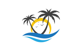 Palm tree icon summer beach logo template v.7