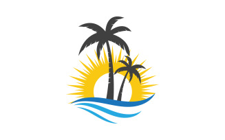 Palm tree icon summer beach logo template v.8