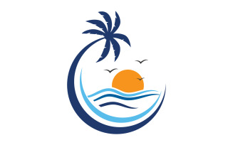 Palm tree icon summer beach logo template v.9