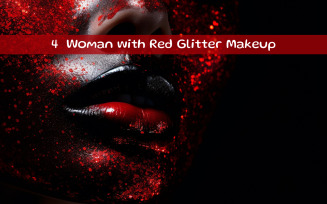 Woman with Red Glitter Makeup