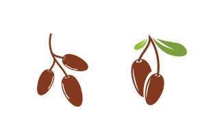 Dates Fresh Fruit illustration Logo design template v.2