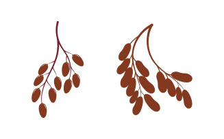 Dates Fresh Fruit illustration Logo design template v.3