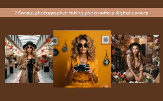 Female photographer taking photo with a digital camera