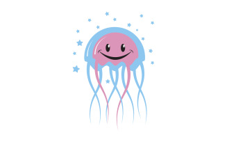 Jelly fish cute illustration Logo design template v.11
