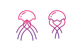 Jelly fish cute illustration Logo design template v.17