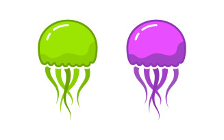 Jelly fish cute illustration Logo design template v.7