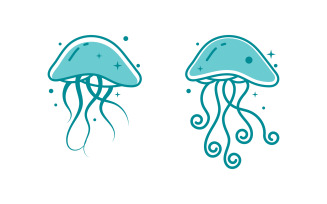 Jelly fish cute illustration Logo design template v.9