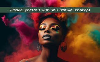 Model portrait with holi festival concept