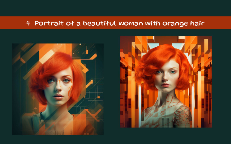 Portrait of a beautiful woman with orange hair Illustration