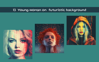 Young woman on futuristic background