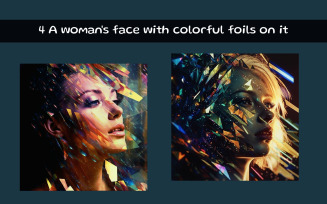 A woman's face with colorful foils on it