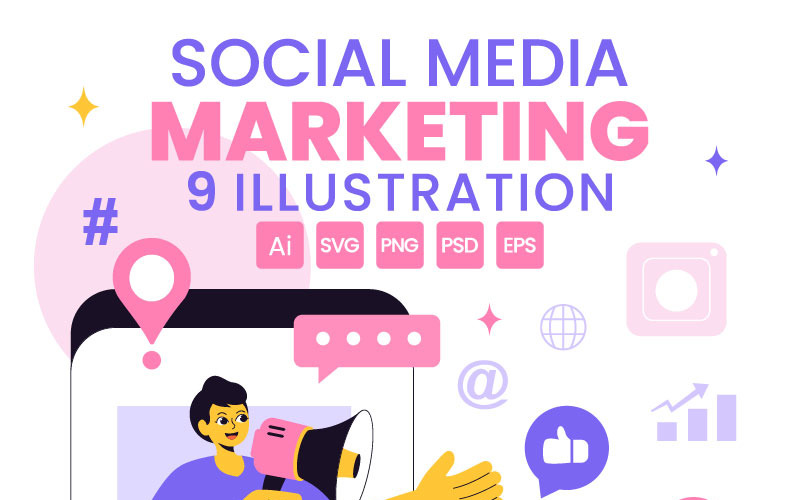 9 Social Media Marketing Illustration