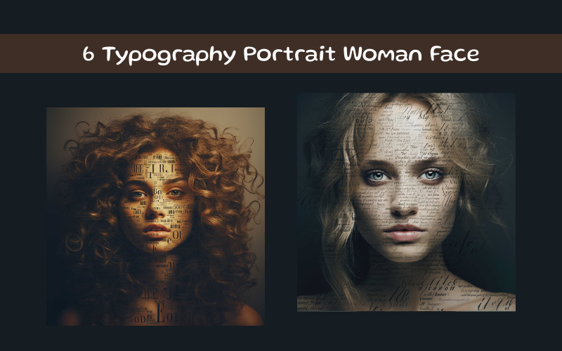 Typography Portrait Woman Face Illustration