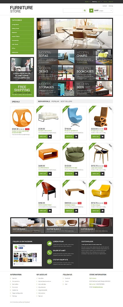 PrestaShop Main Page Screenshot