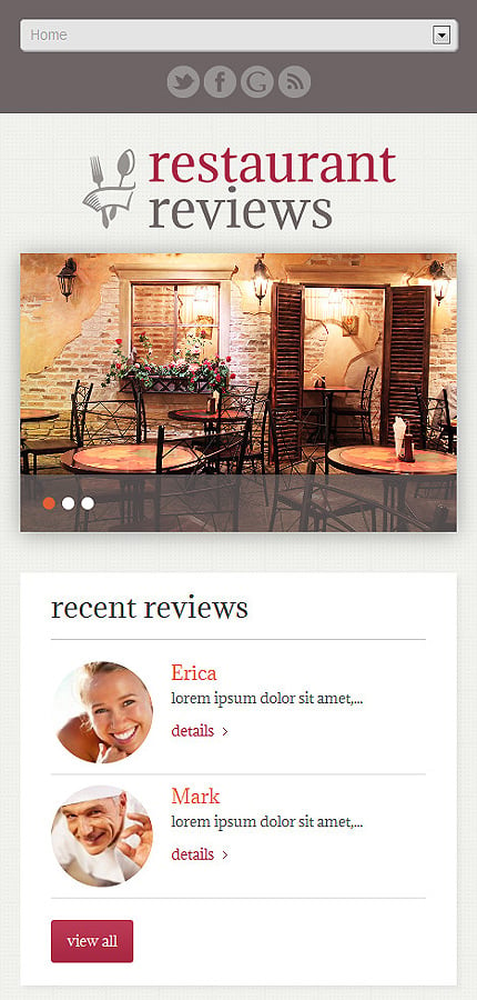 Kit Graphique #49230 Review Restaurant Wordpress 3.x - Smartphone Layout 1 