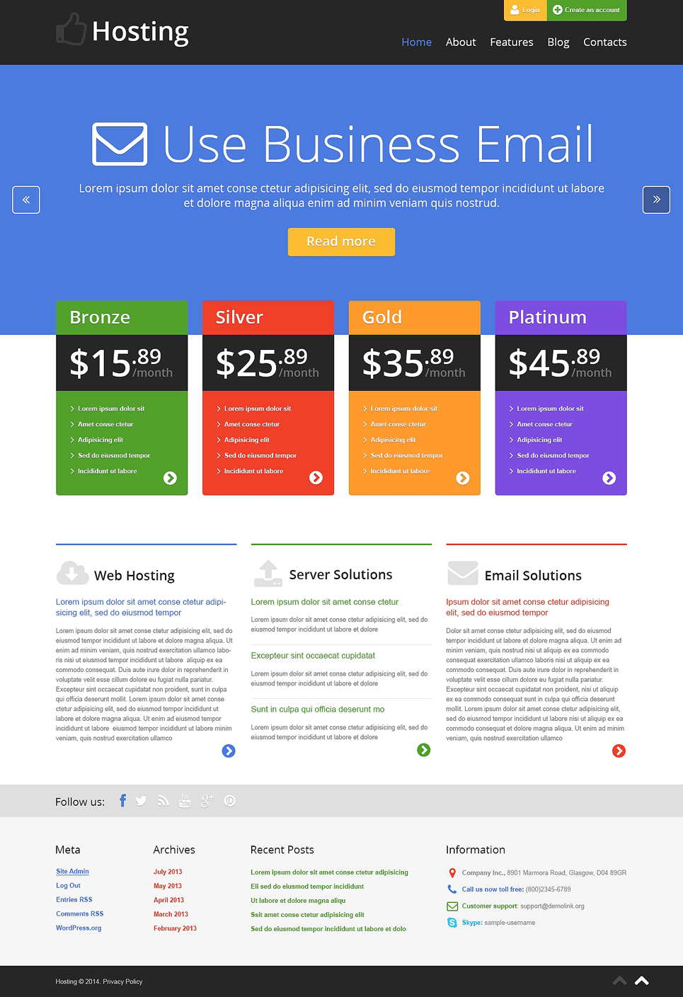 Hosting Facilities WordPress Theme New Screenshots BIG