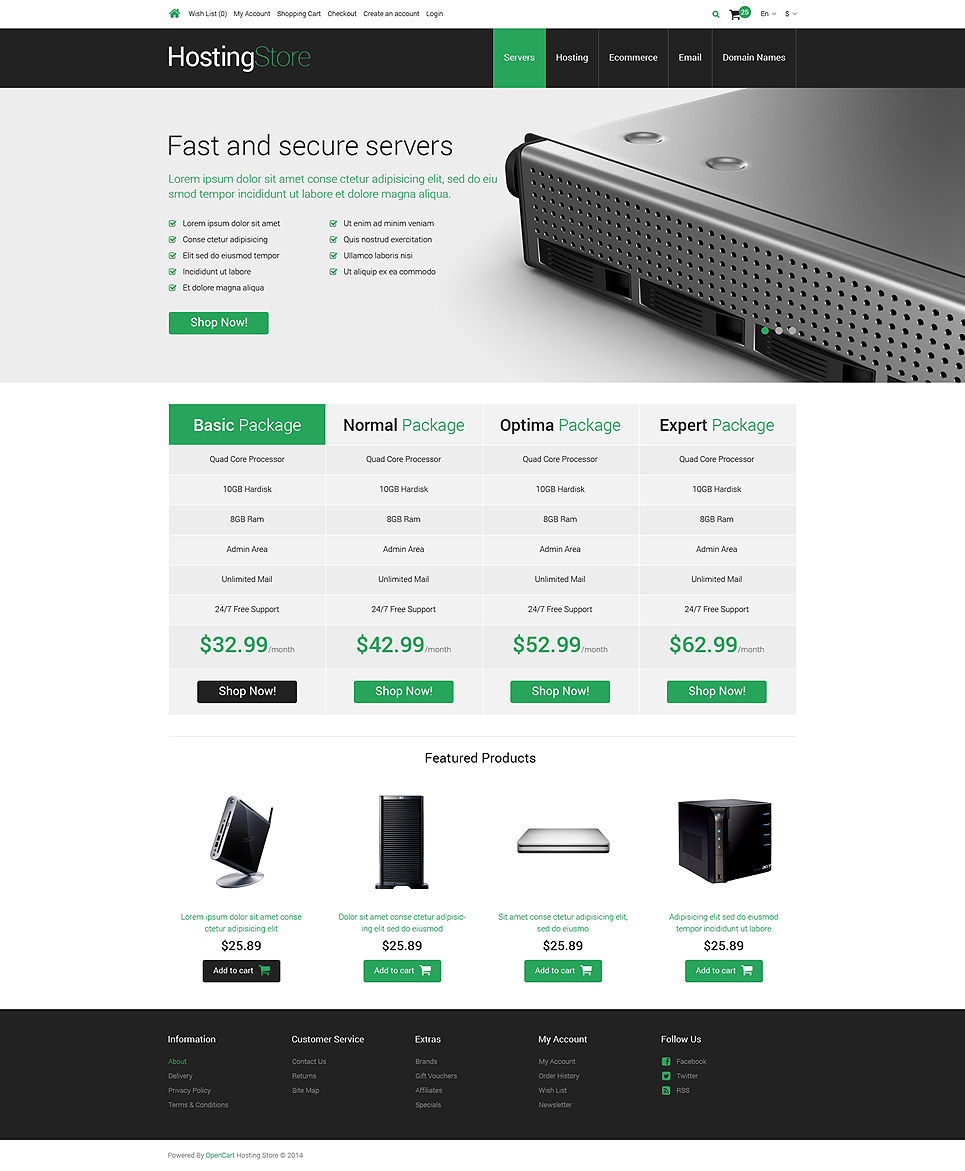 Hosting Responsive OpenCart Template New Screenshots BIG