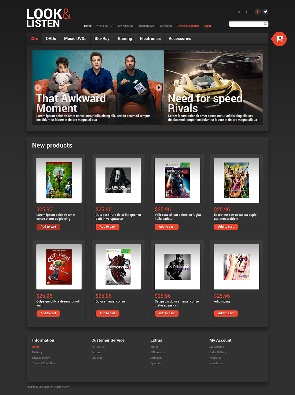 Look, Listen  Play OpenCart Template New Screenshots BIG