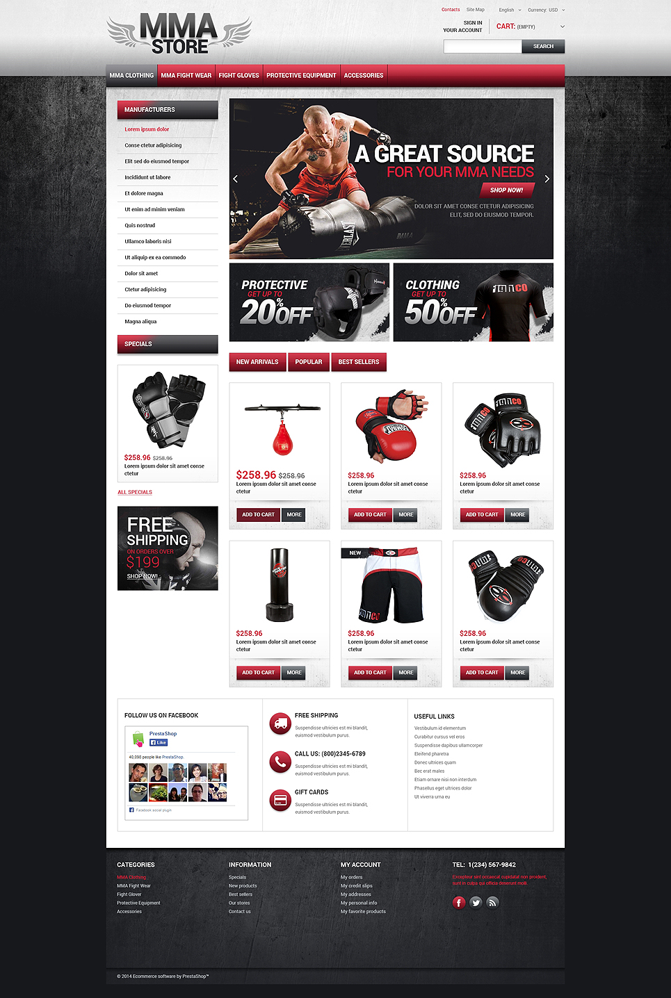 MMA Store PrestaShop Theme New Screenshots BIG
