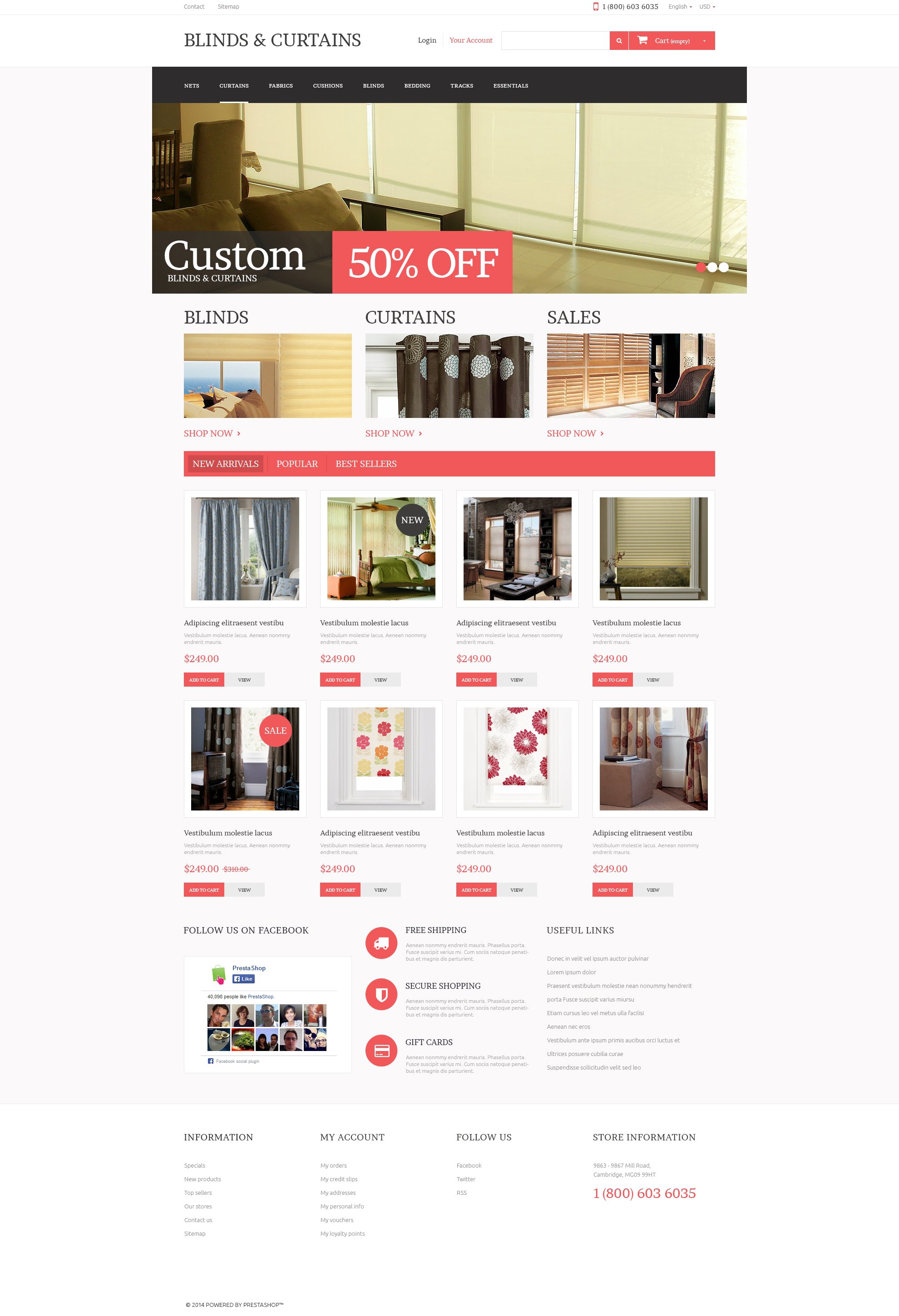 Responsivt Curtains Store PrestaShop-tema #49299 - skärmbild