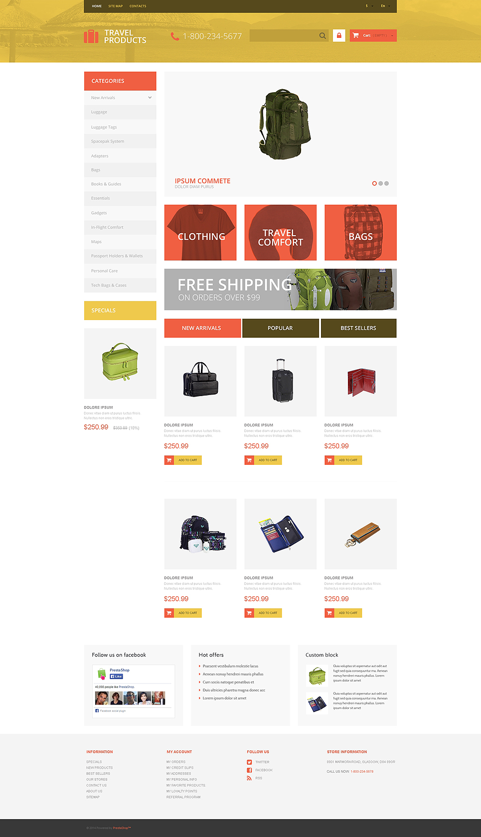 Travel Products Store PrestaShop Theme New Screenshots BIG