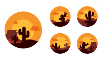 Cactus plants Icon design Logo template vector v.13