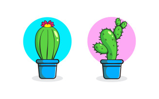 Cactus plants Icon design Logo template vector v.5
