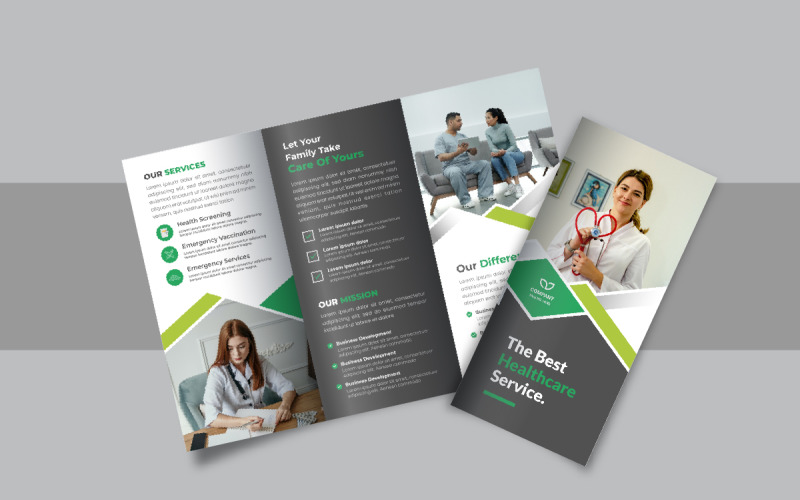 Hospital medical or healthcare trifold brochure, Business or company trifold brochure design Corporate Identity