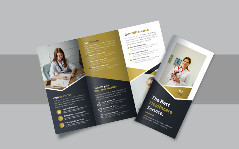 Unique hospital or healthcare trifold brochure, Business or company trifold brochure template Corporate Identity