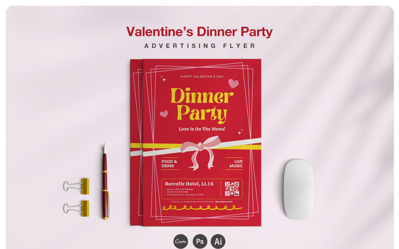 Valentine Dinner Party Flyer Corporate Identity