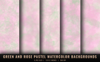 Green and Rose Watercolor Backgrounds