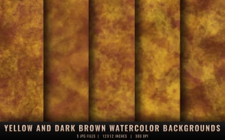 Yellow and Dark Brown Watercolor Backgrounds