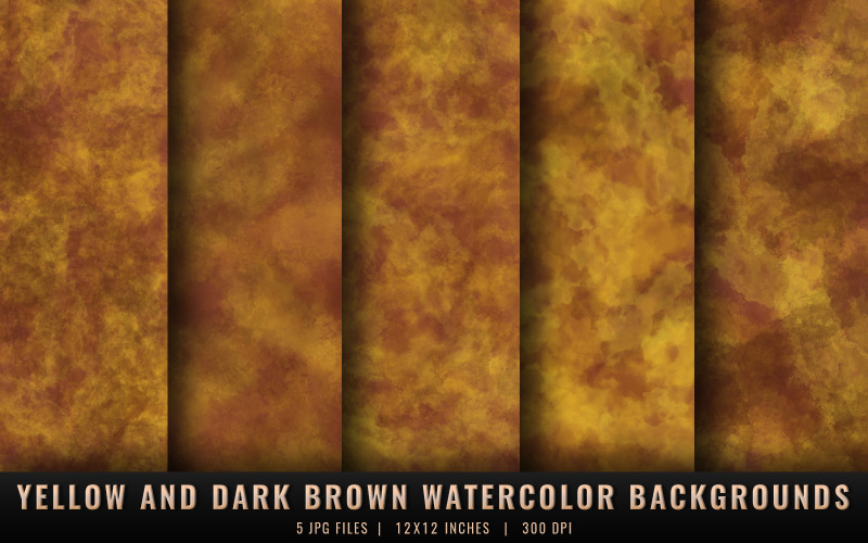 Yellow and Dark Brown Watercolor Backgrounds
