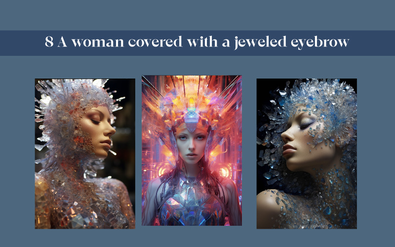 A woman covered with a jeweled eyebrow Illustration