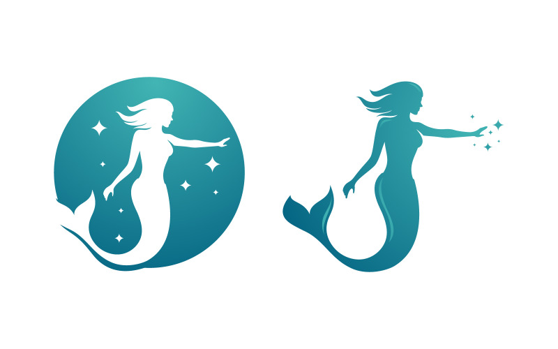 Beauty Mermaid vector illustration design template v.3 Logo Template