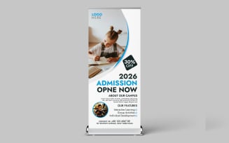 School Admission Rollup Banner Template Stand Print Template